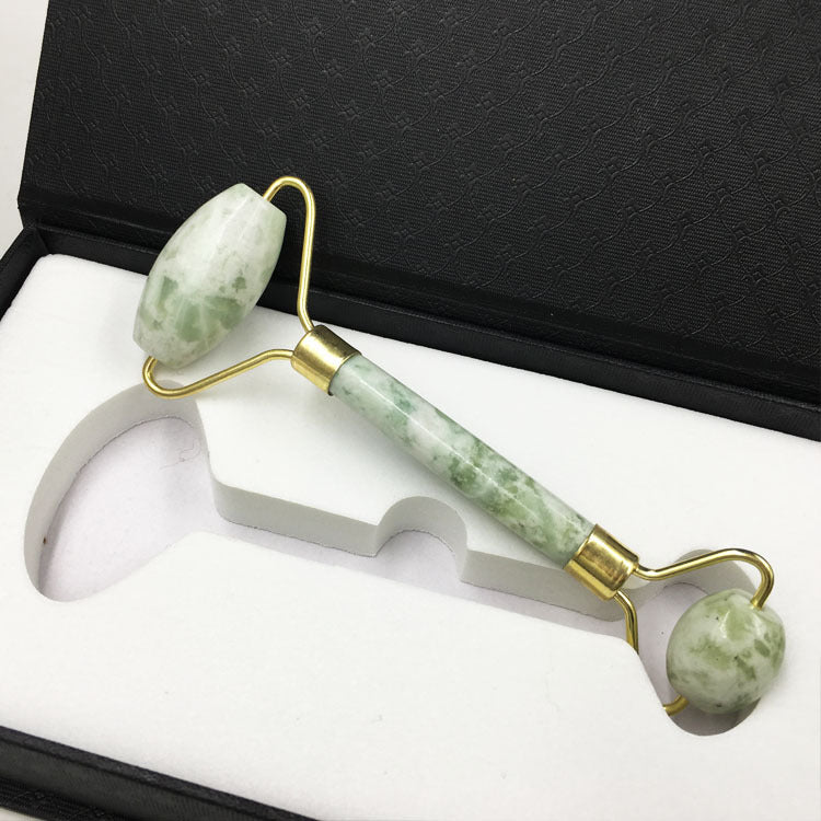Monsera dual-ended jade face roller with large and small stone