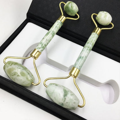 Monsera Jade Facial Roller in natural Xiuyan jade