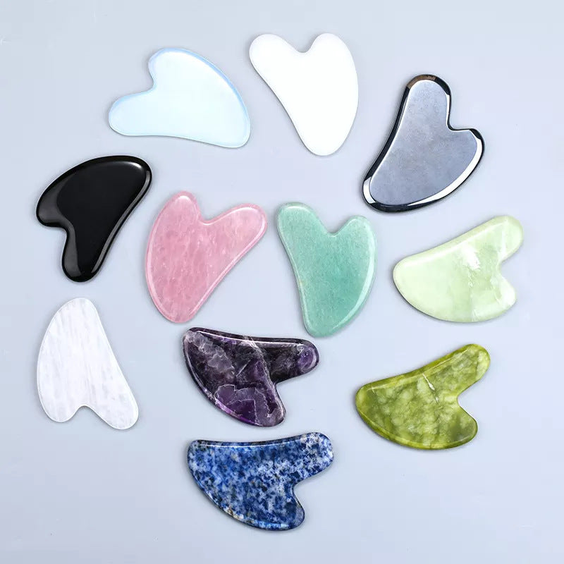 Monsera gua sha stone for face sculpting massage