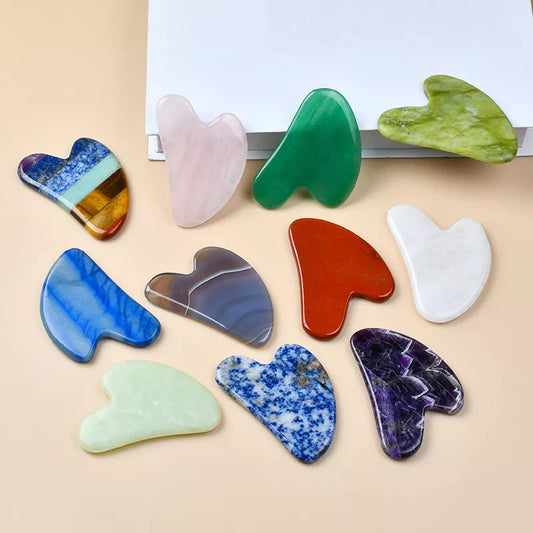 Monsera Gua Sha Facial Stone in natural stone